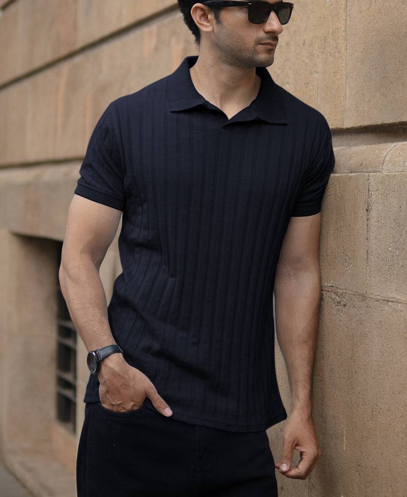Navy Self Stripe T-Shirt Buy @ ₹899