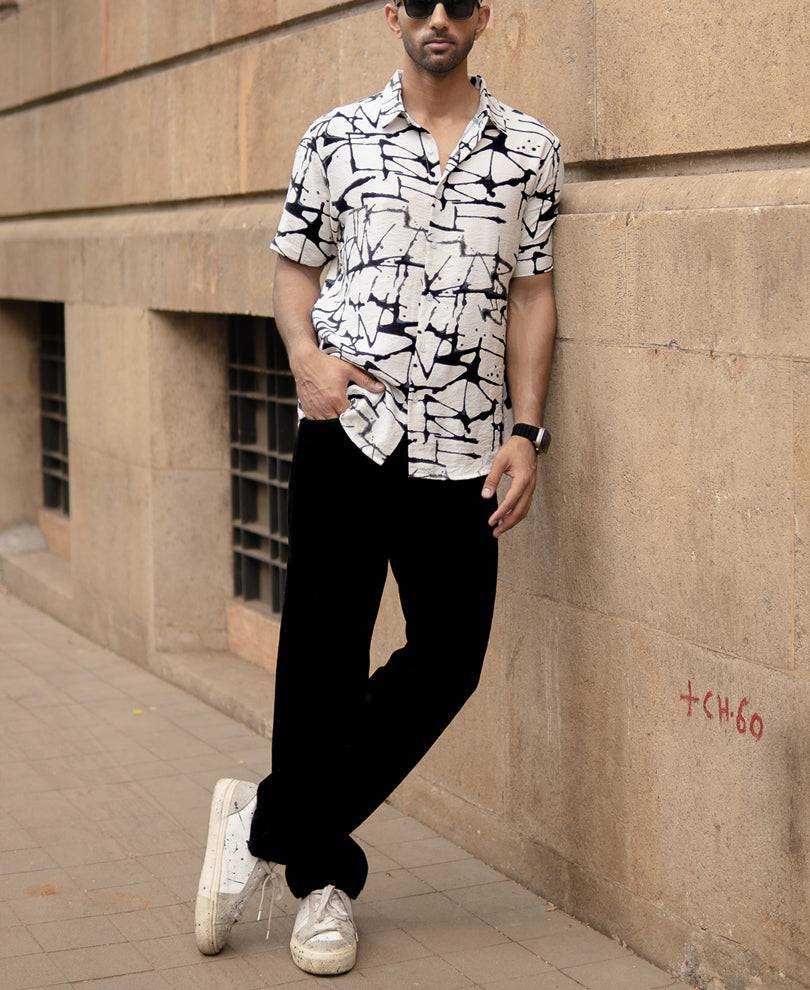 White And Black Flowy Printed Shirt Buy @ ₹799