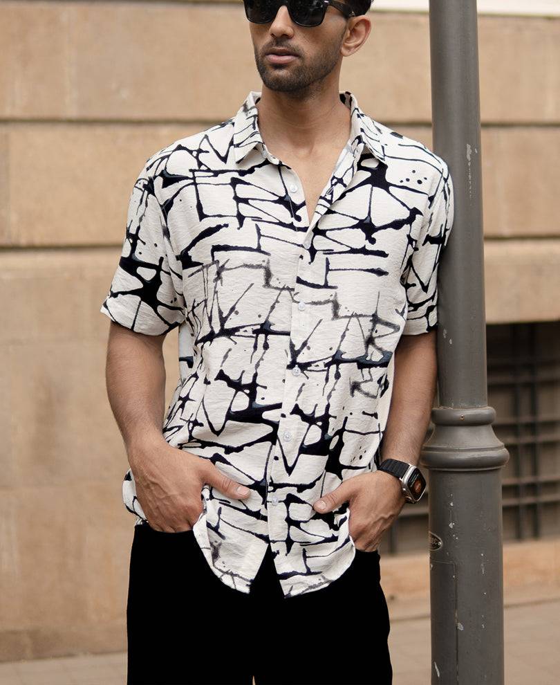 White And Black Flowy Printed Shirt Buy @ ₹799