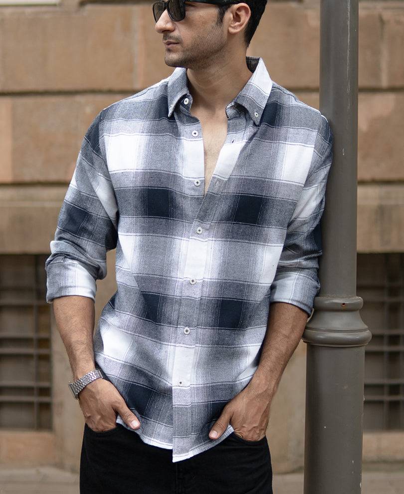 Navy Flannel Checks Shirt Buy @ ₹999