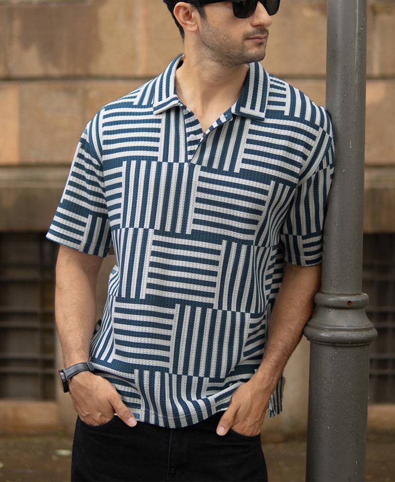 Blue Geometric Printed T-Shirt Buy @ ₹899