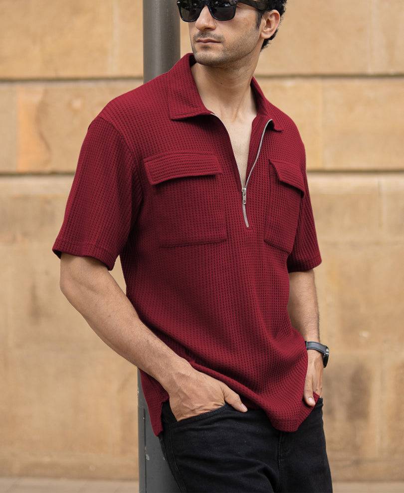 Maroon Zipper Polo With Pockets Buy @ ₹799