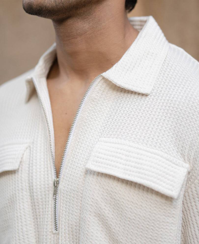 White Zipper Polo With Pockets Buy @ ₹999