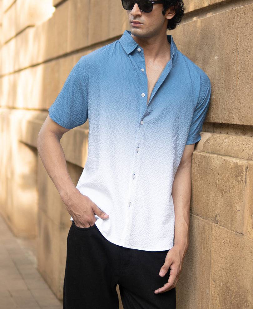 Blue Ombre Structured Shirt Buy @ ₹999