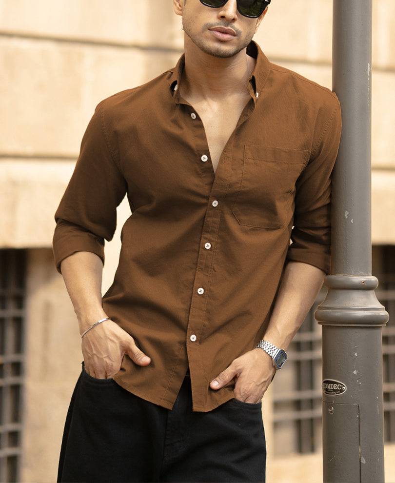 Toffee Brown Lightweight Oxford Shirt Buy @ ₹1199