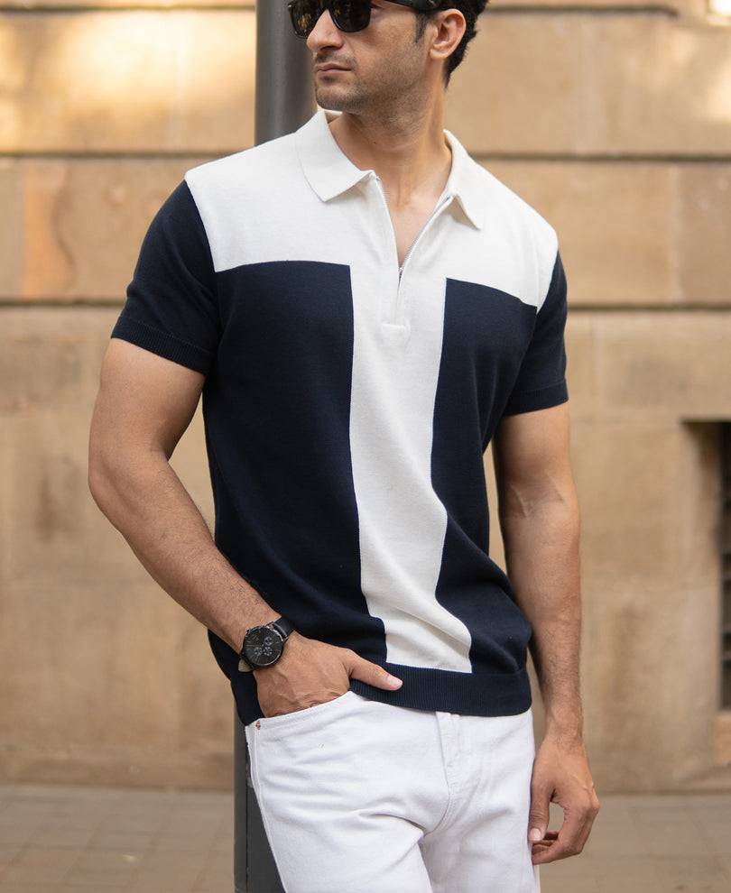 Navy Colour Block T-Shirt Buy @ ₹999