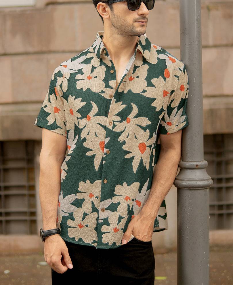 Green Floral Structured Shirt Buy @ ₹999