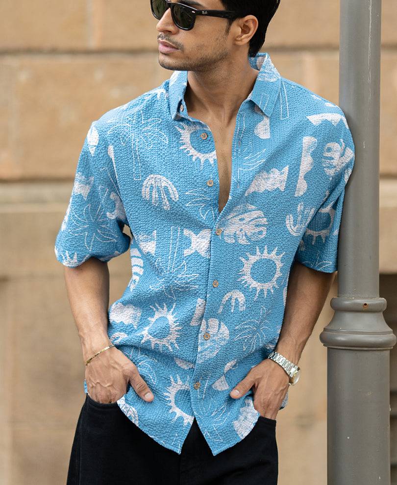 Light Blue Tropical Print Shirt Buy @ ₹999