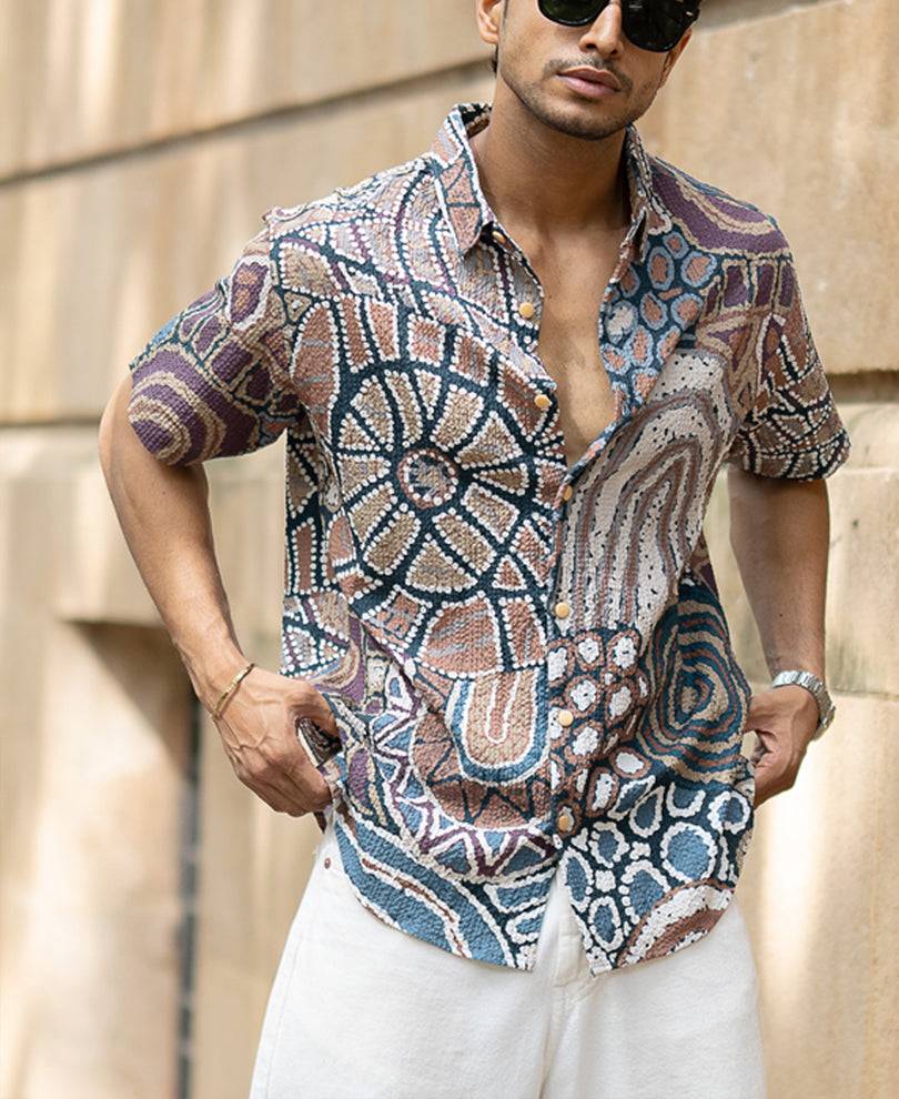 Multicolour Abstract Structured Print Shirt Buy @ ₹999