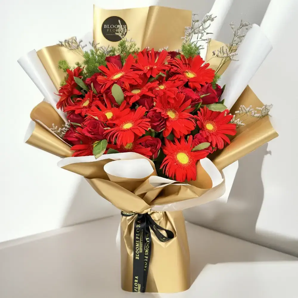 Red Gerberas & Roses Bouquet