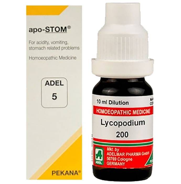ADEL Stomach Care Combo Pack of ADEL 5 Apo-Stom Drop 20ml & Lycopodium Clavatum Dilution 200 CH 10ml
