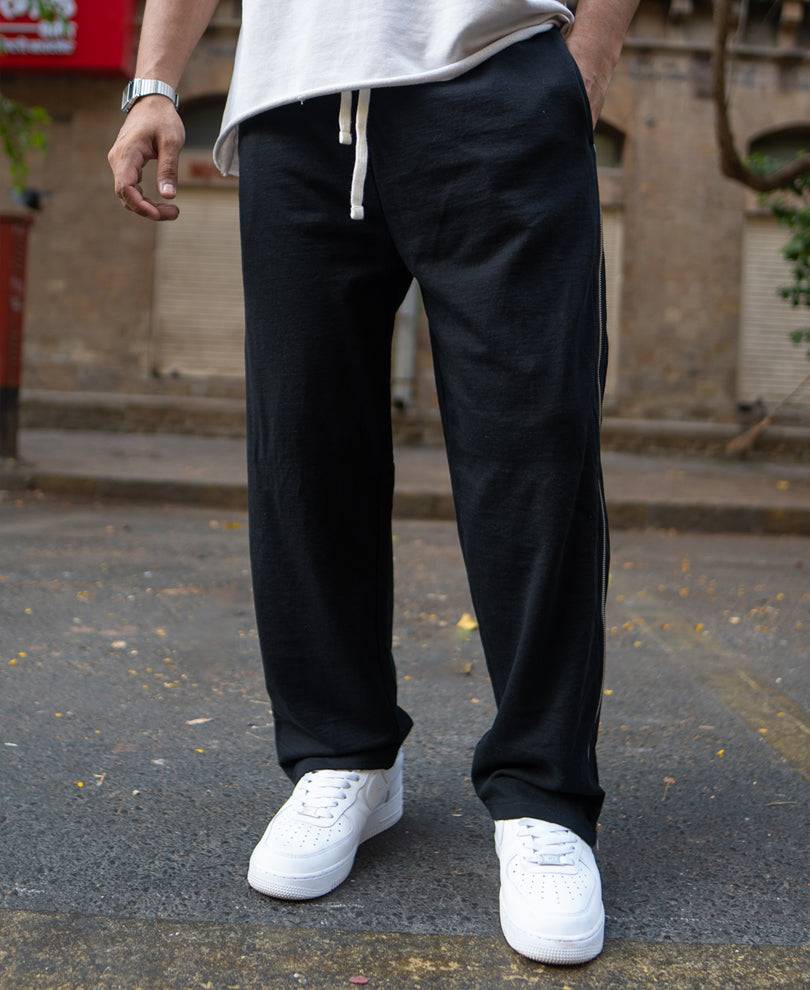 Black Trackpant With Side Zipper Buy @ ₹1299