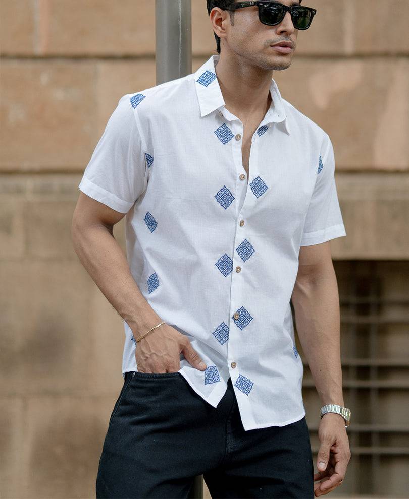 White Embroidered Shirt Buy @ ₹899