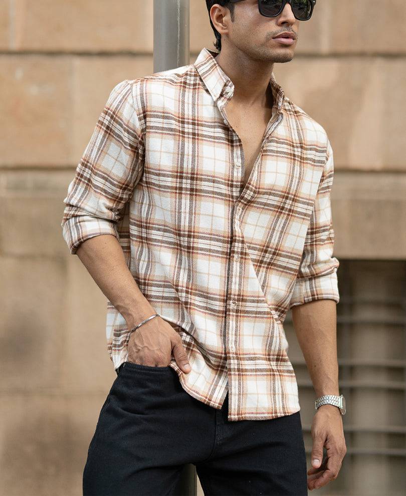 Beige Checks Shirt Buy @ ₹1099