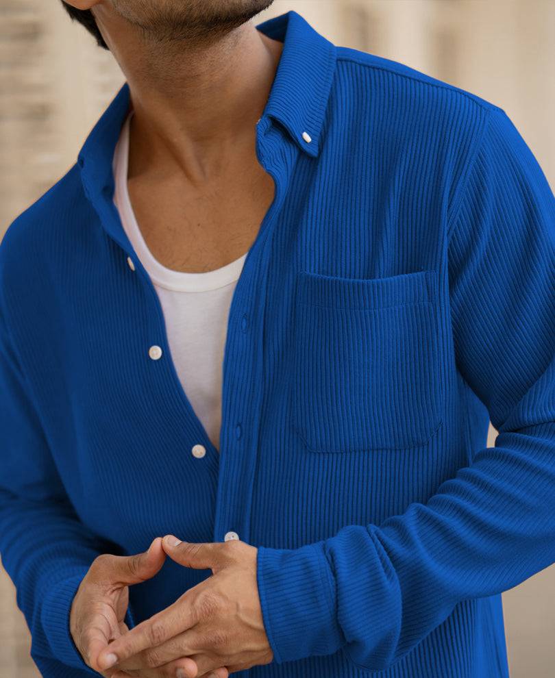 Royal Blue Structured Knit Shirt Buy @ ₹1299