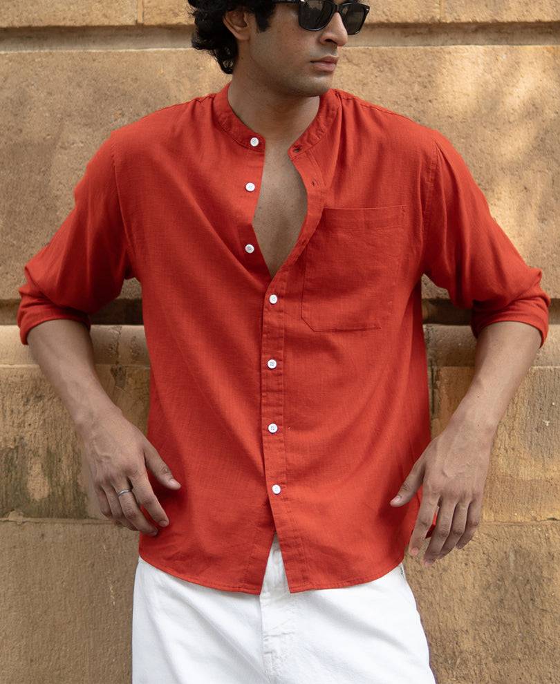 Fiery Red Lightweight Full Sleeves Shirt Buy @ ₹899