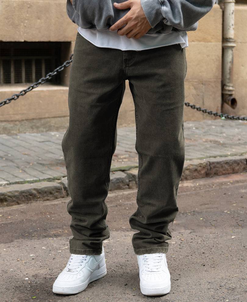 Dark Olive Washed Regular Fit Jeans Buy @ ₹1499