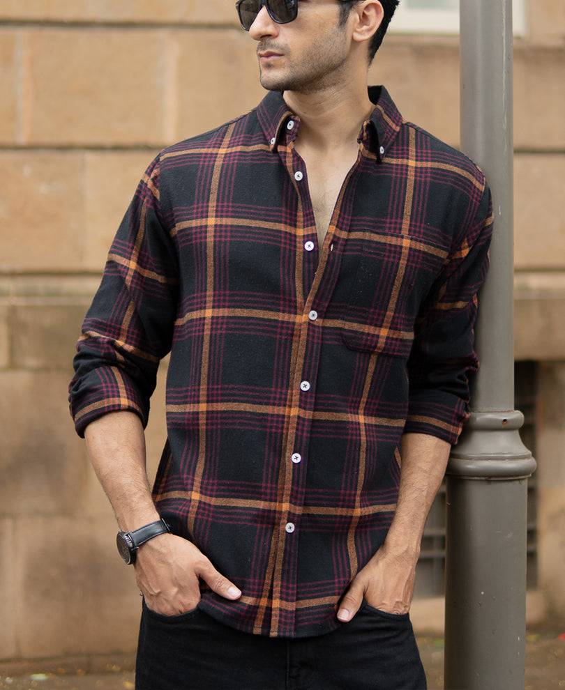 Black Brushed Checks Shirt Buy @ ₹1199