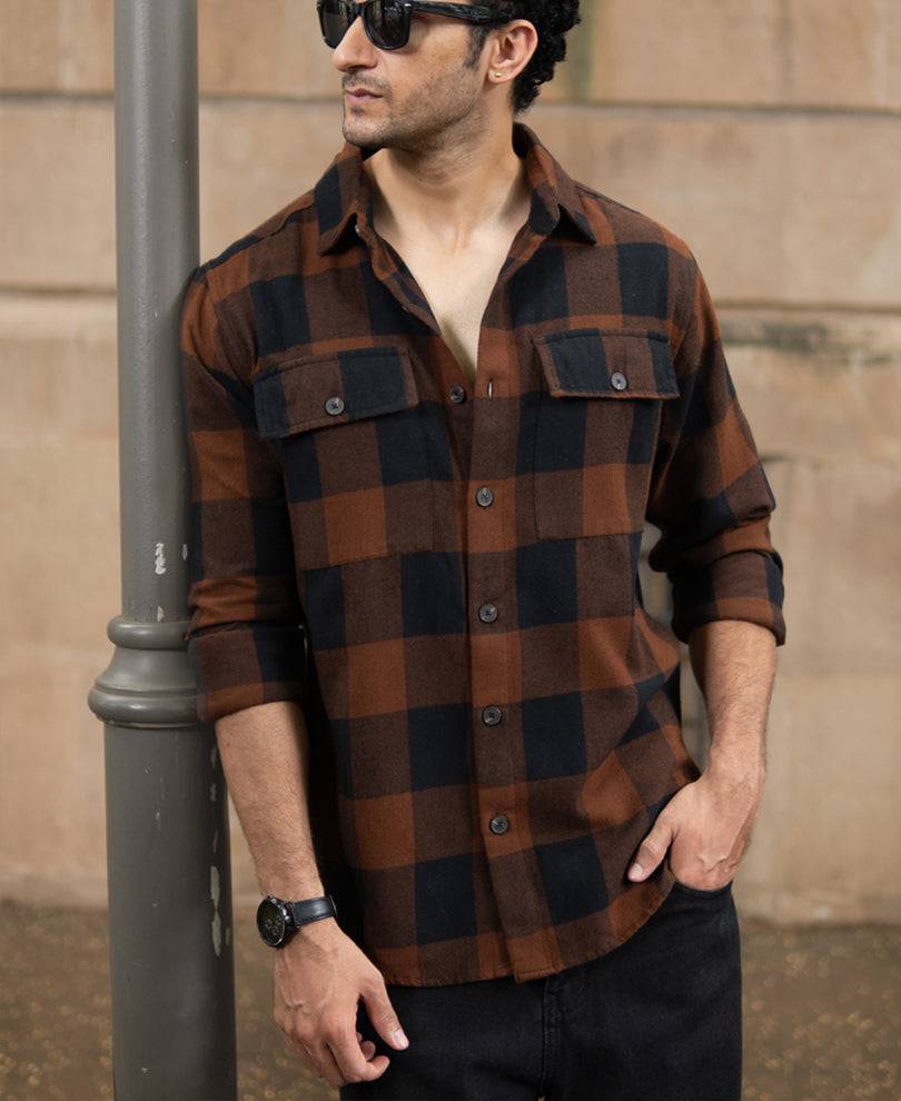 Brown And Black Checks Shirt Buy @ ₹1199