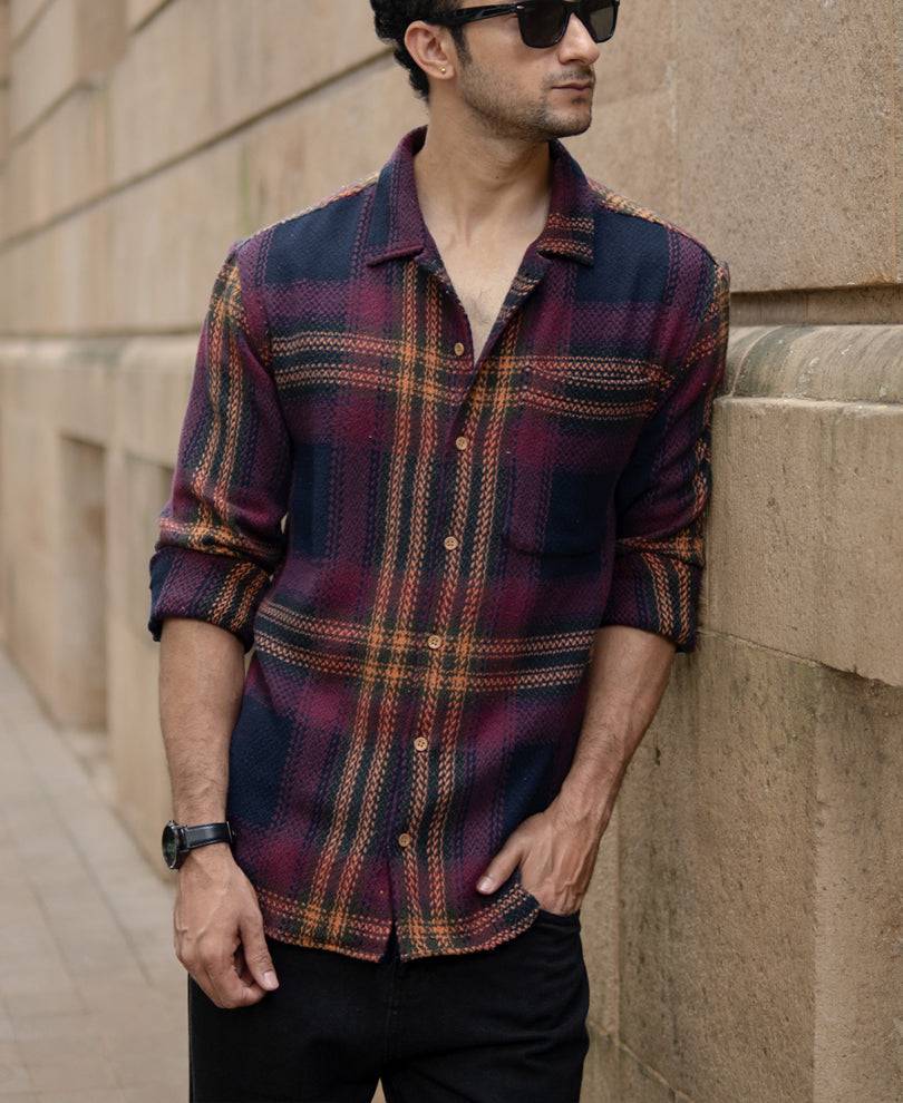 Multicolour Structured Checked Full Sleeves Shirt Buy @ ₹1199