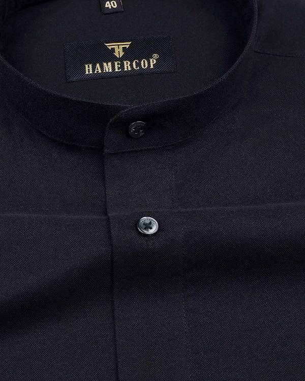 Midnight Black Heavy Oxford Solid Cotton Shirt