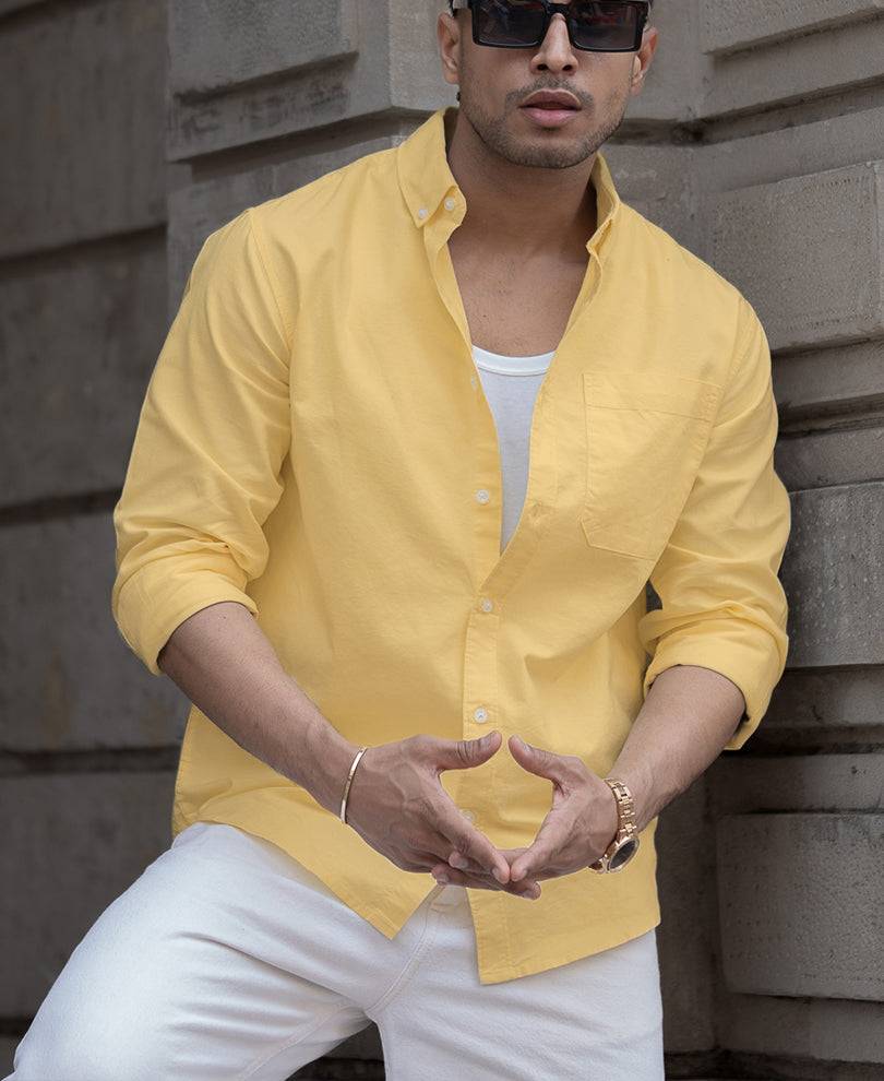 Yellow Cotton Oxford Shirt Buy @ ₹1199