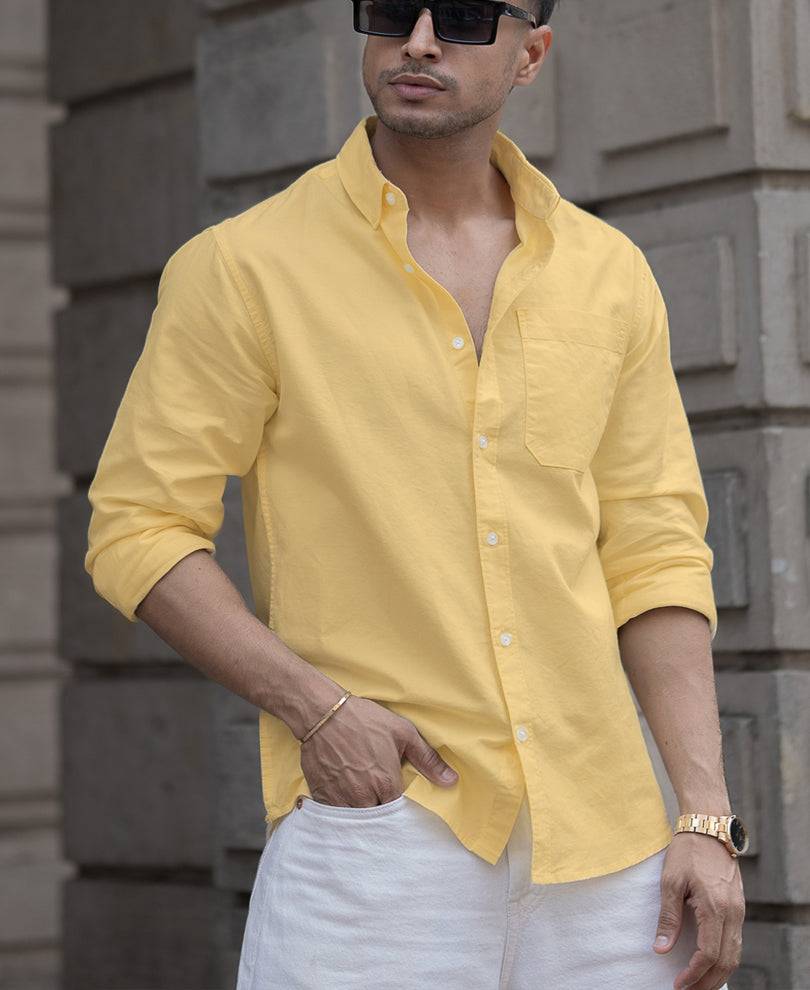 Yellow Cotton Oxford Shirt Buy @ ₹1199