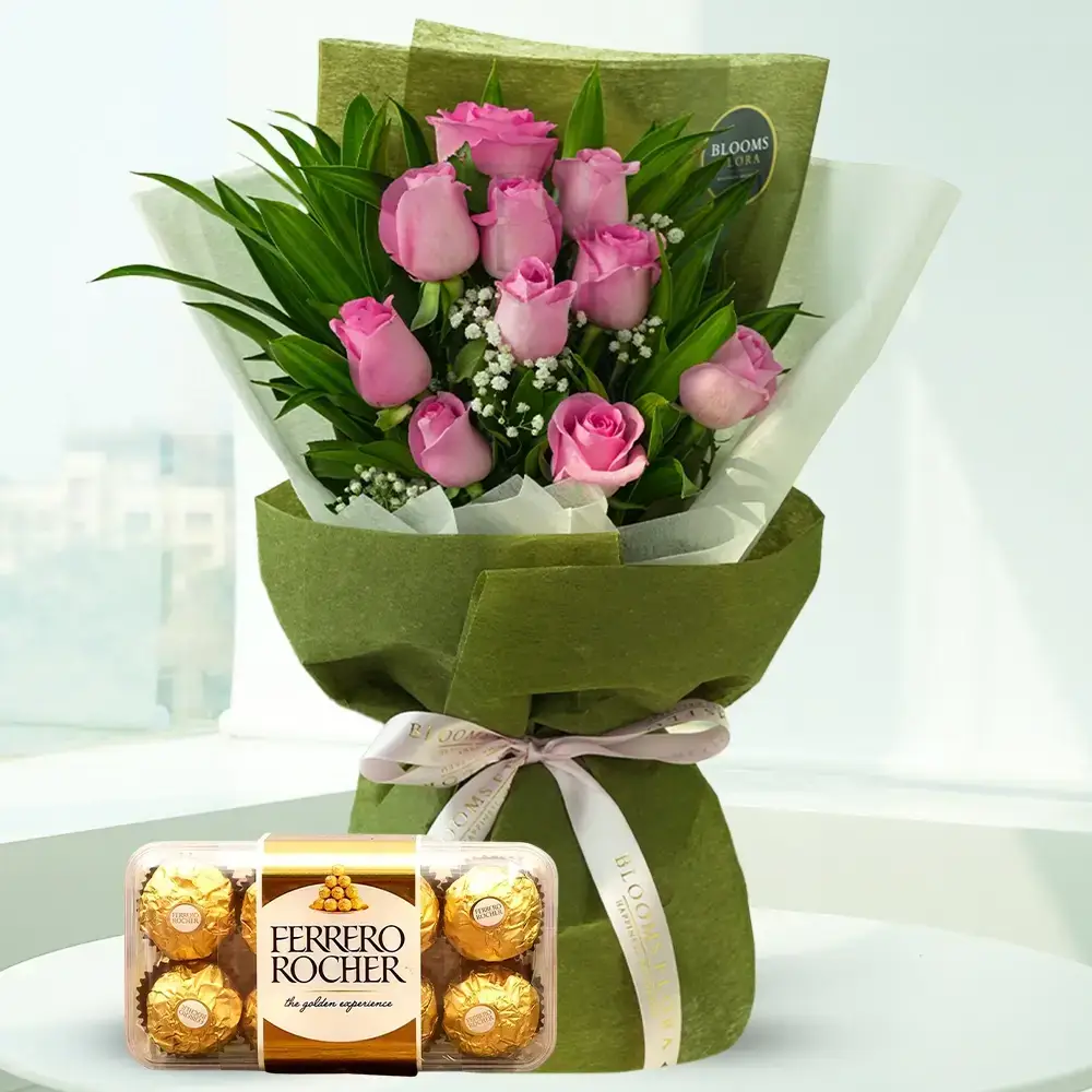 Pink Elegance Bouquet with Ferrero Rocher