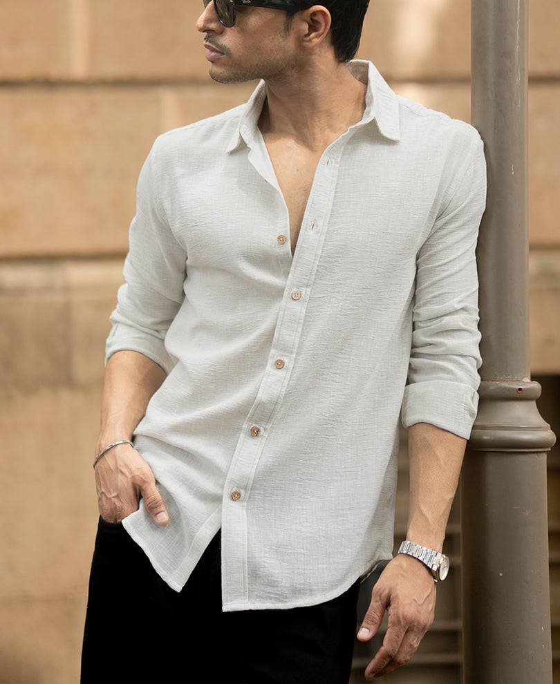 Cream Lightweight Structured Shirt Buy @ ₹1299