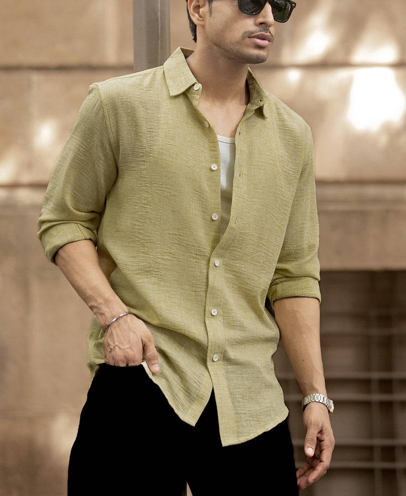 Pale Yellow Lightweight Structured Shirt Buy @ ₹1299