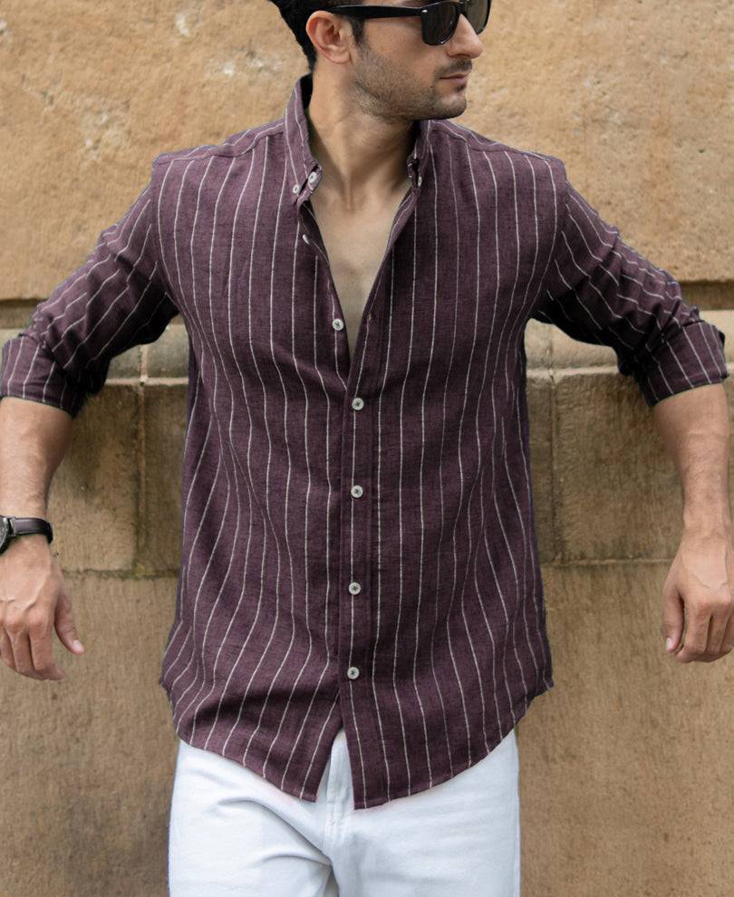 Brown Flowy Striped Shirt Buy @ ₹1199