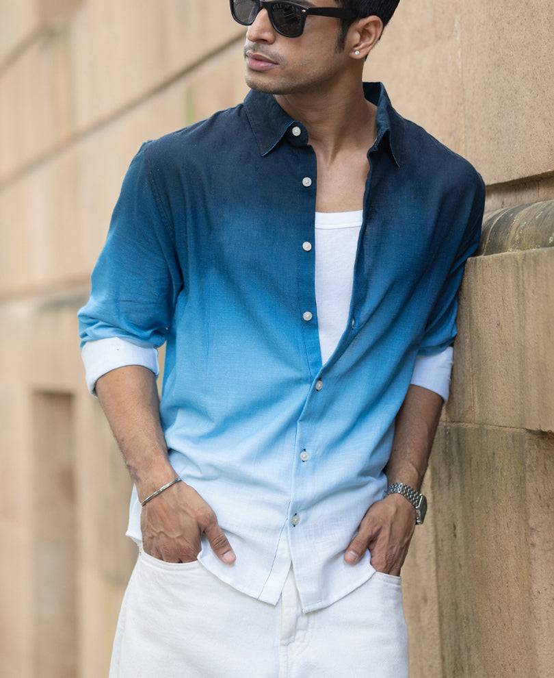 Dark Blue Ombre Print Shirt Buy @ ₹1199