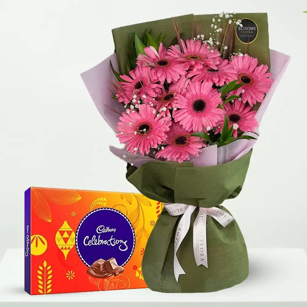 Bunch of Pink Gerberas & Chocolates
