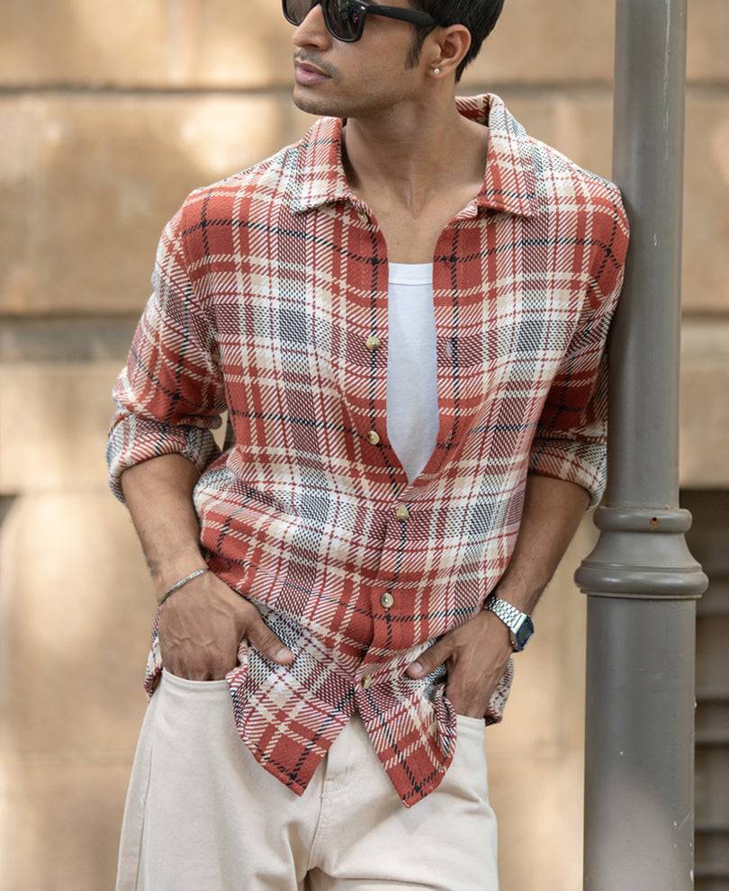 Brick Structured Checks Shirt Buy @ ₹1099