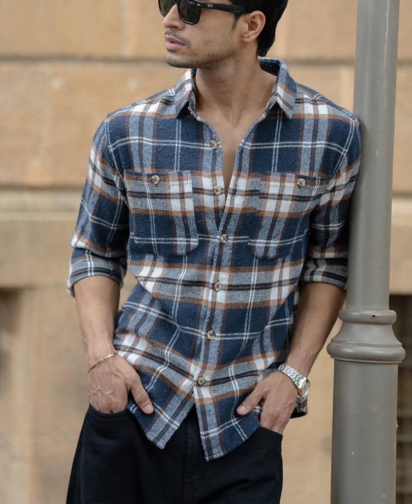 Multi Colour Checks Shirt With Pockets Buy @ ₹1199