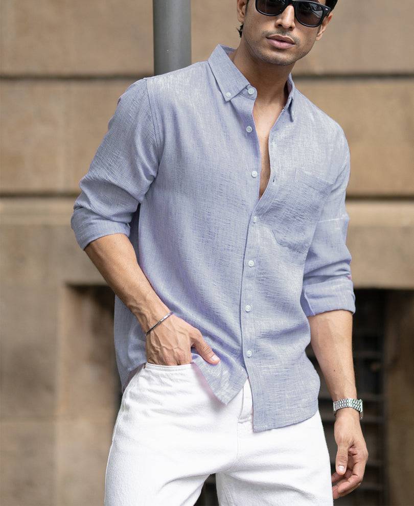 Light Blue Slub Textured Shirt Buy @ ₹1299