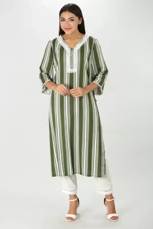 Lacy olive green Kurti