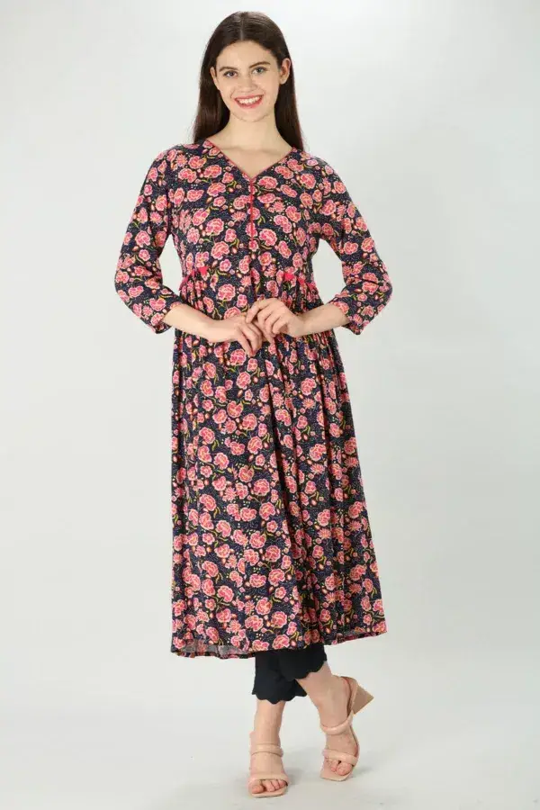 Pink Floral fusion Kurti