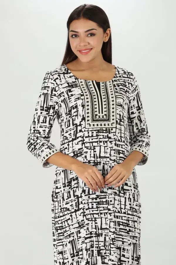 Rayon Black & White Kurti
