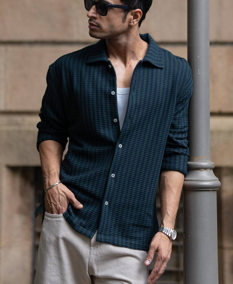 Navy And Pine Stripe Shirt Buy @ ₹1299