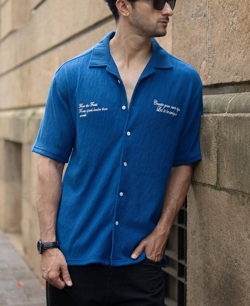 Royal Blue Embroidered Shirt Buy @ ₹799