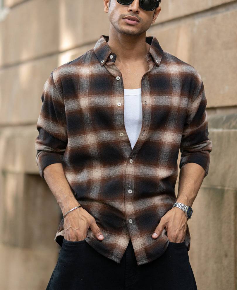 Dark Brown Checks Shirt Buy @ ₹1199