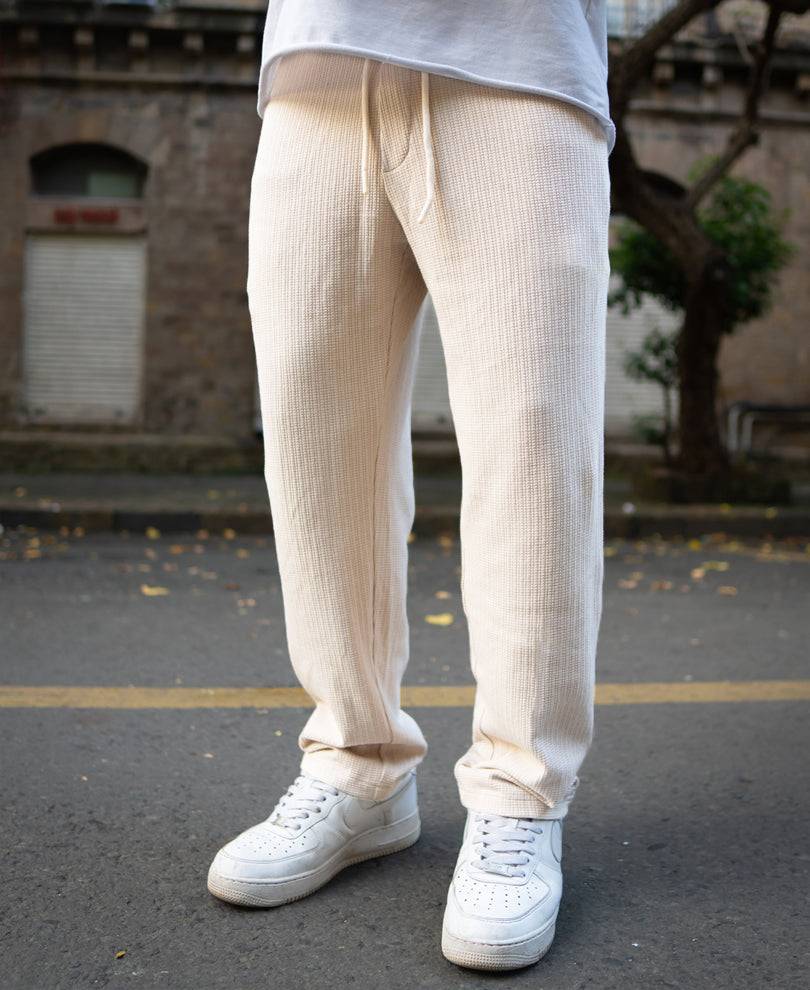 Cream Structured Regular Fit Trackpant Buy @ ₹1099