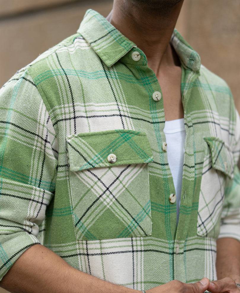 Jade Green Structured Checks Shirt Buy @ ₹1099