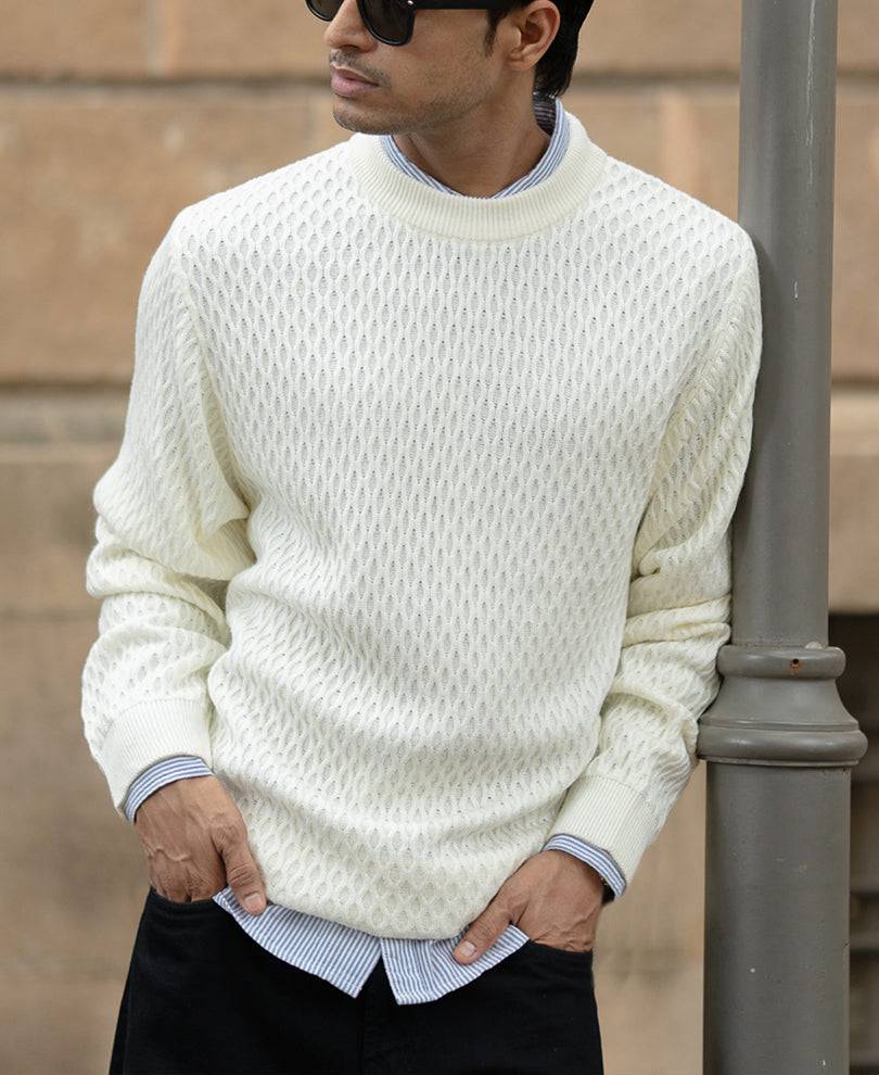 Off White Knitted Sweater Buy @ ₹1199