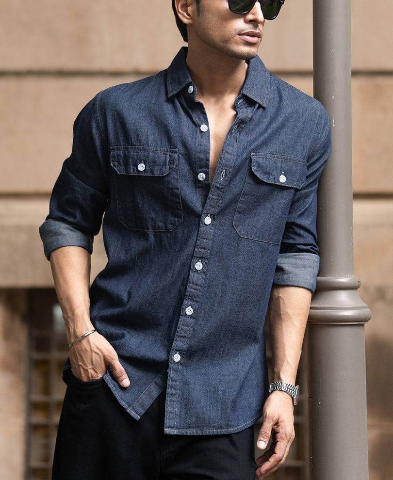Indigo Denim Shirt With Pockets Buy @ ₹1299
