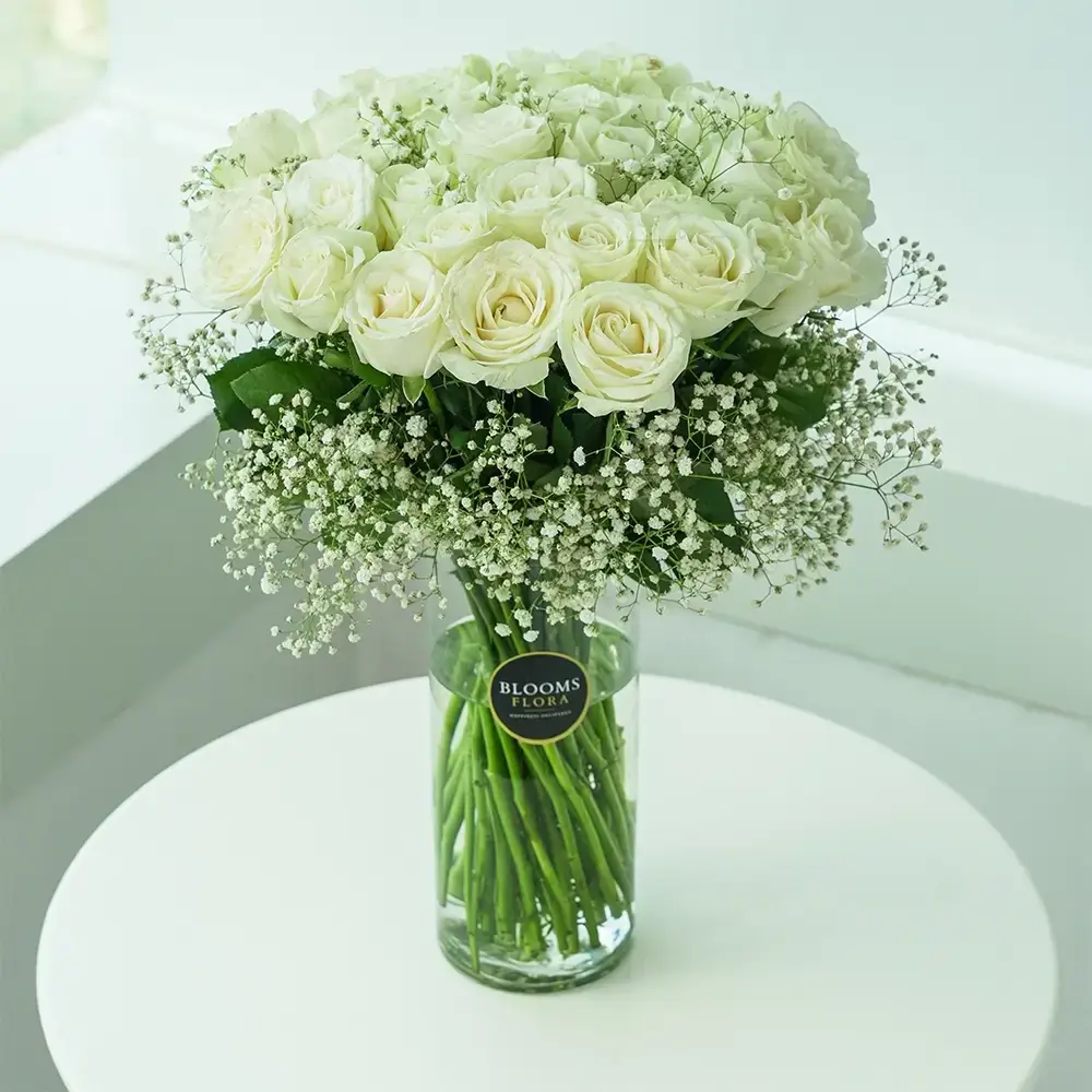 Grace White Rose Vase