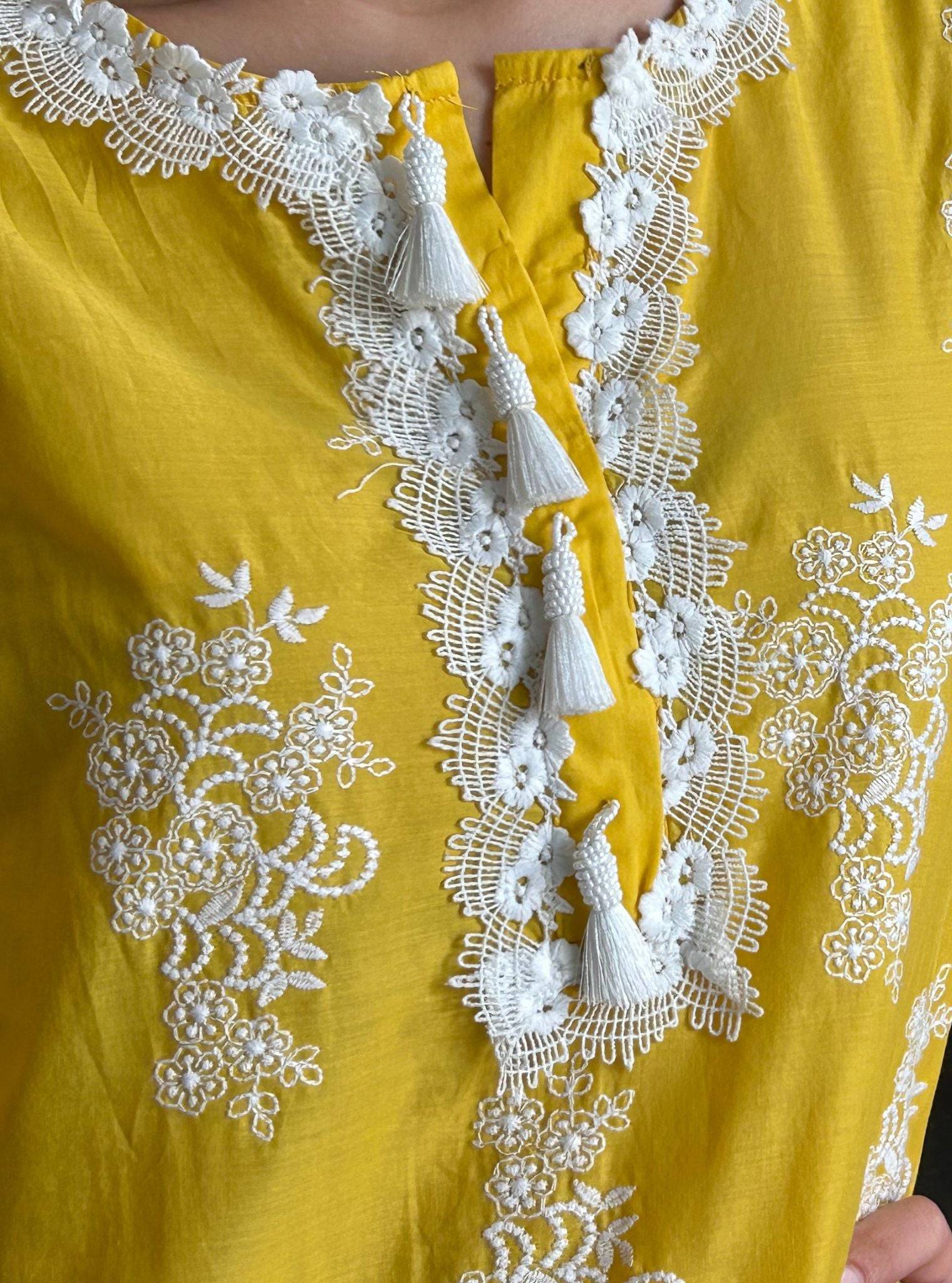 Perla Supima Cotton Kurta With Satari White Pant