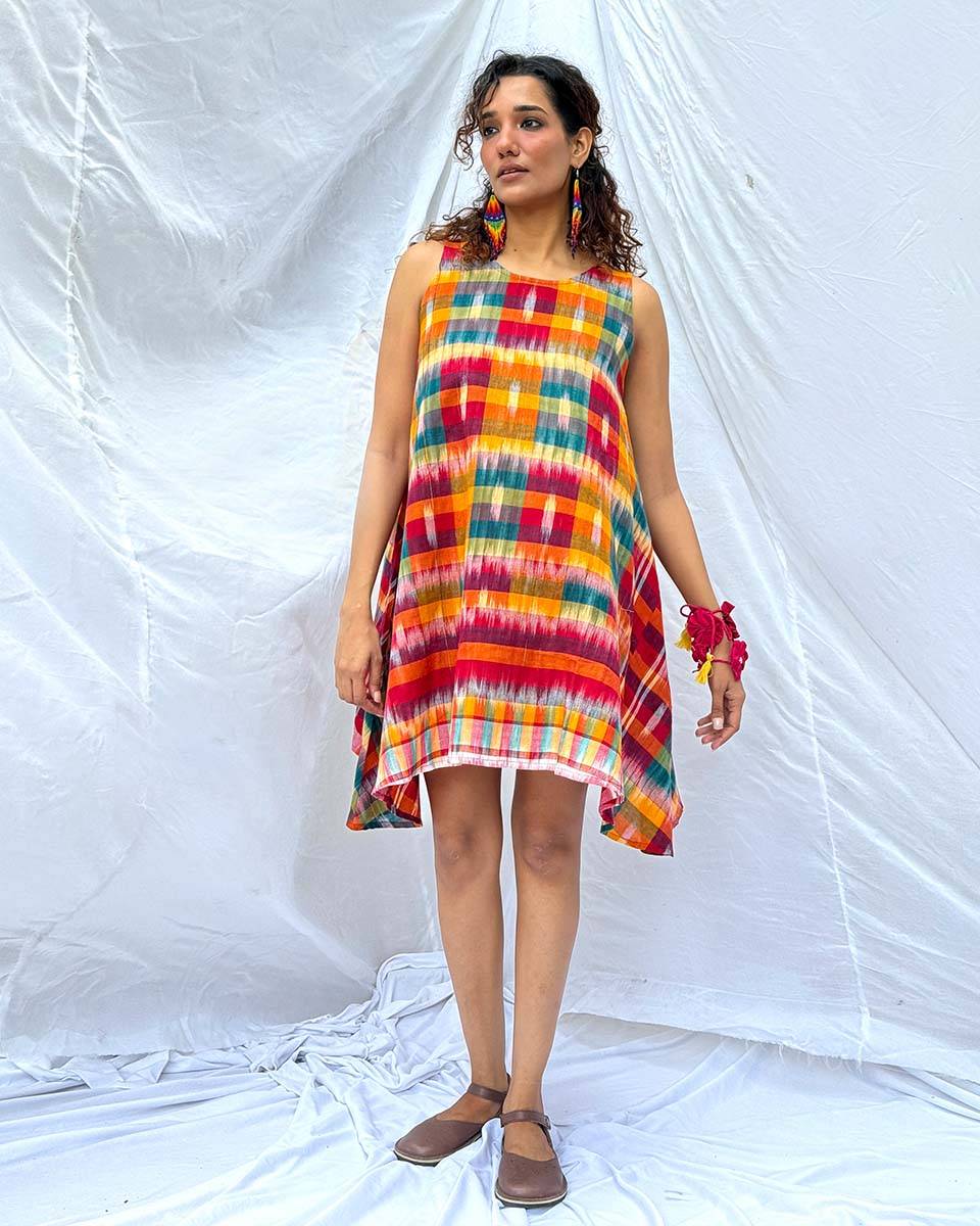 Leelabali Gamcha Cotton Dress - GMC