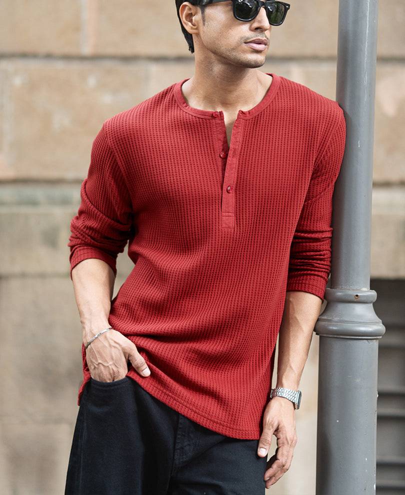 Brick Knit Henley T-Shirt Buy @ ₹699